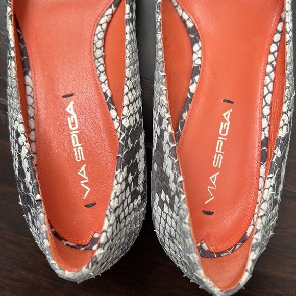 Via Spiga | Snake skin black and white little heeled shoes - Picture 5 of 8